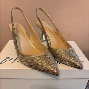 Betsey Johnson Gold Embellished Slingback Heels